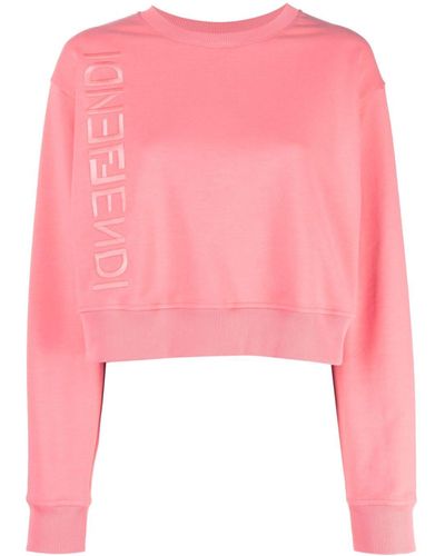 Fendi Logo-print Cropped Sweatshirt - Pink