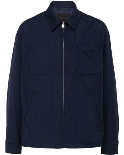 Prada Logo-patch Cotton Jacket - Blue