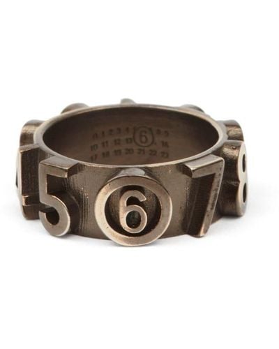 MM6 by Maison Martin Margiela Signature Numbers-motif Ring - Metallic