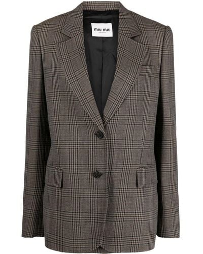 Miu Miu Blazer a cuadros - Negro