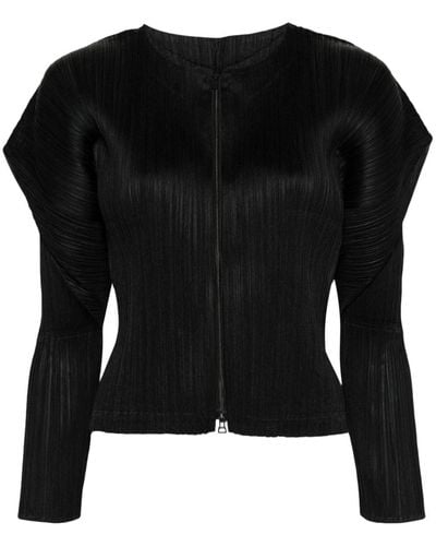 Pleats Please Issey Miyake Monthly Colors February Pleated Cardigan - Black