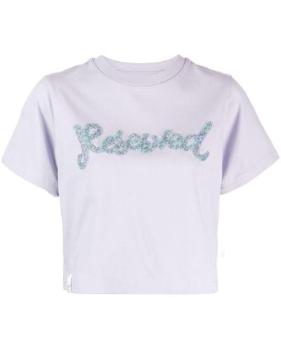 Izzue Reserved Beaded Cropped T-shirt - White