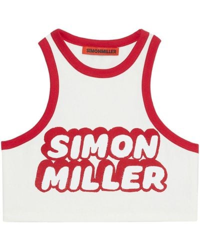 Simon Miller Logo-print Cropped Tank Top - Red