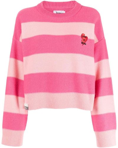 Izzue Heart-patch Wool-blend Jumper - Pink