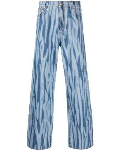 John Richmond Abstract-print Wide-leg Jeans - Blue