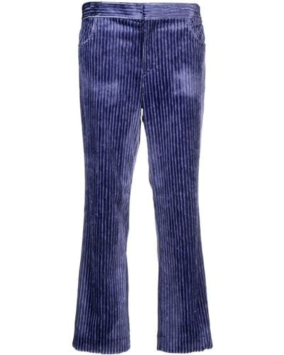 Isabel Marant Pantalon en velours côtelé à coupe courte - Bleu