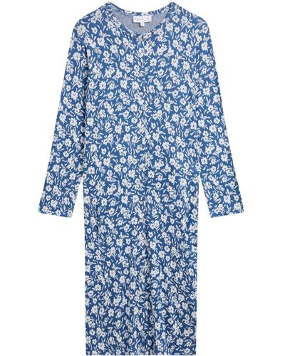 agnès b. Floral-print Button-up Dress - Blue