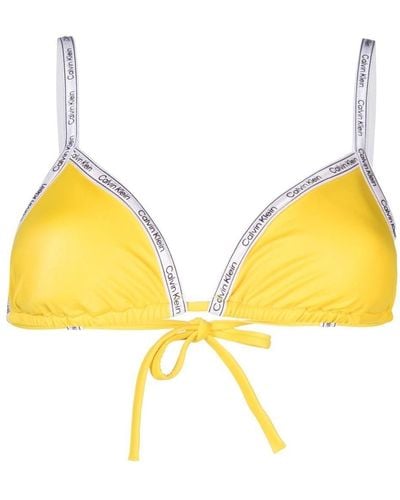 Calvin Klein Logo-print Strap Bikini Top - Yellow