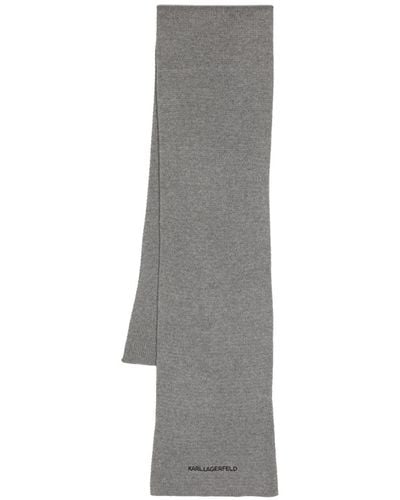 Karl Lagerfeld Kessential Ribbed-knit Scarf - Grey