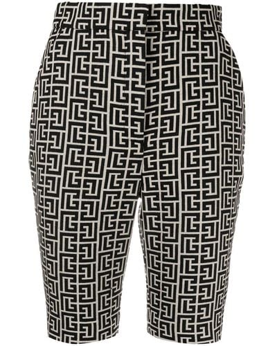 Balmain Monogram Jacquard High-waisted Shorts - Black