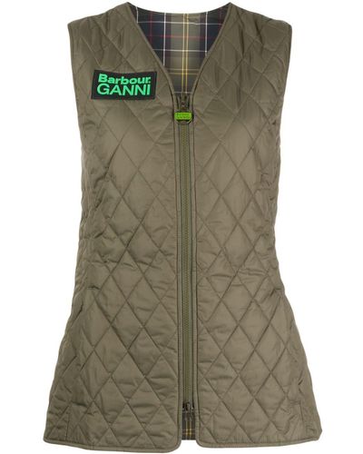 Barbour Betty Quilted Check Reversible Gilet - Green