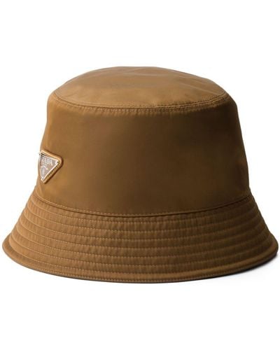Prada Round Cotton Bucket Hat - Natural