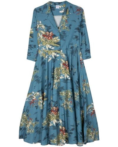 Aspesi Floral Midi Dress - Blue