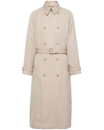 Prada Double-breasted Wool Trench Coat - Natural