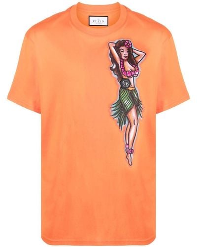 Philipp Plein T-shirt Met Grafische Print - Oranje