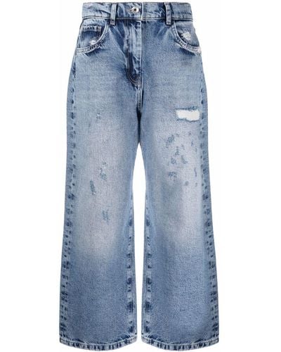 Patrizia Pepe Cropped-Jeans im Distressed-Look - Blau