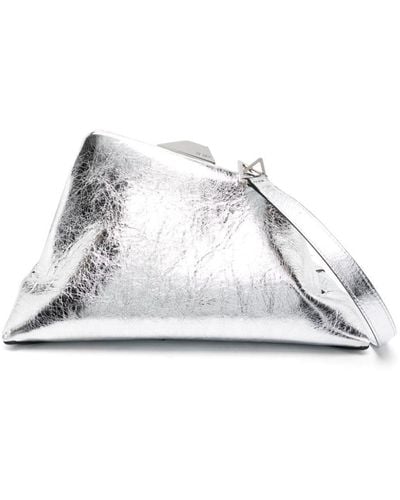 The Attico De Attico Day Off Silver Leather Clutch Bag - Wit