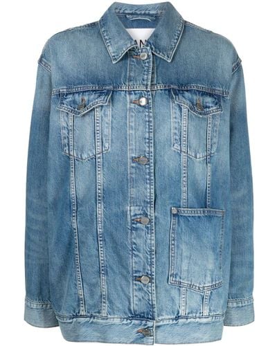 Ganni Cropped-Jeansjacke aus Bio-Baumwolle - Blau