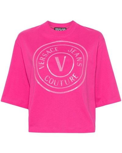 Versace Katoenen T-shirt Met Logoprint - Roze