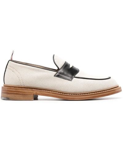 Thom Browne Colour-block Penny Loafers - Natural