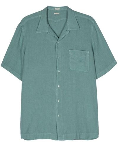Massimo Alba Popeline-Hemd aus Leinen - Grün