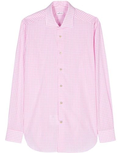 Kiton Gingham-pattern Cotton Shirt - Roze