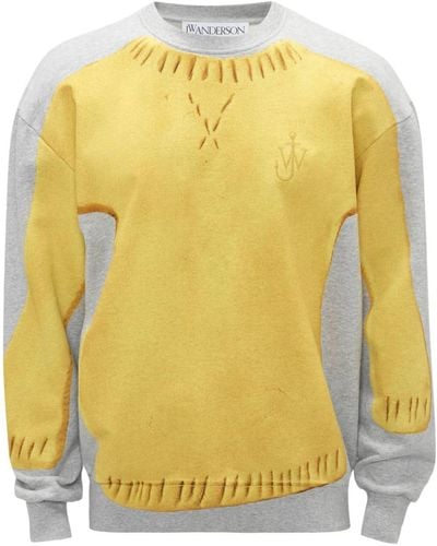 JW Anderson Clay Sweatshirt mit Trompe-l'oeil-Print - Gelb