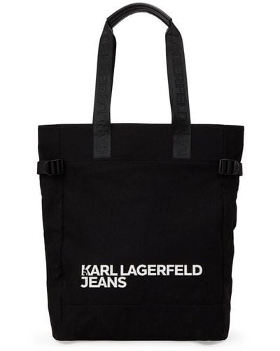 Karl Lagerfeld Logo-print Canvas Tote Bag - Black