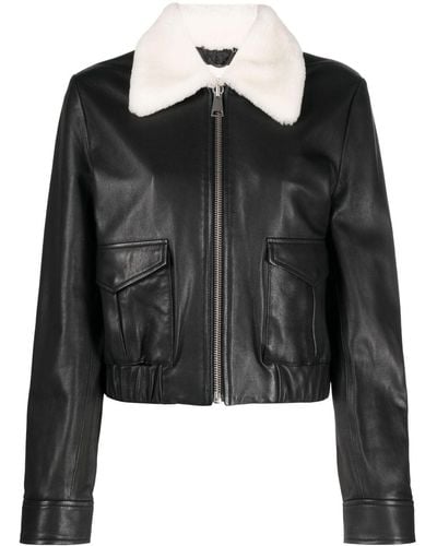Dorothee Schumacher Shearling-collar Leather Jacket - Black