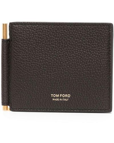 Tom Ford Money Clip Leather Wallet - Gray