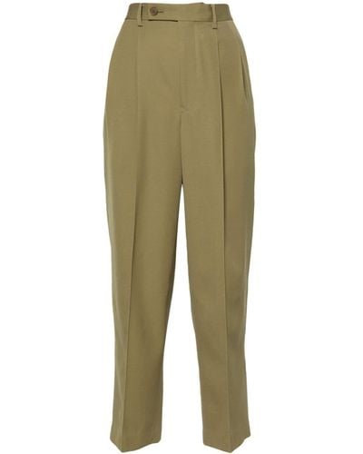 AURALEE Pleat-detail Wide-leg Trousers - Green