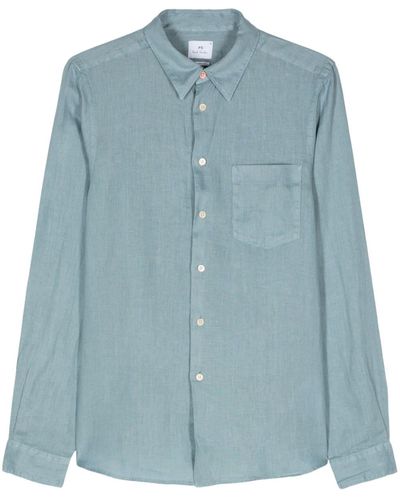 PS by Paul Smith Patch-pocket Linen Shirt - Blue