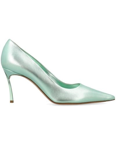 Casadei Flash Goldust Metallic-effect Court Shoes - Green