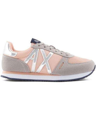 Armani Exchange Embossed-logo Panelled Trainers - Pink