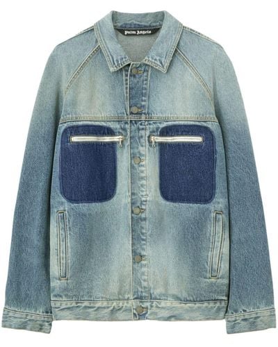 Palm Angels Ausgeblichene Jeansjacke - Blau