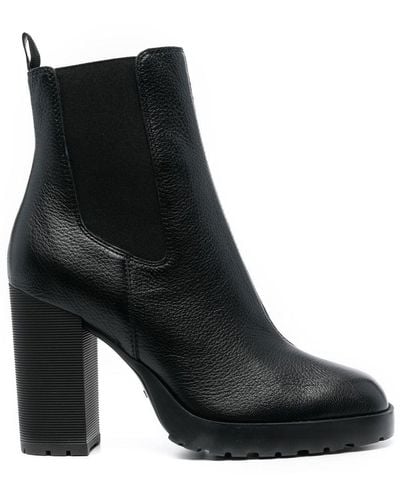 Hogan Elasticated-panel Ankle Leather Boots - Black