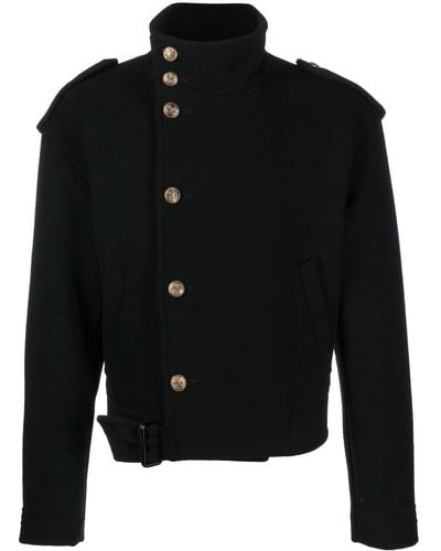 Saint Laurent Double-breasted Jacket With Epaulettes - Black