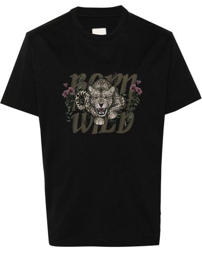 Emporio Armani Graphic-print Cotton T-shirt - Black