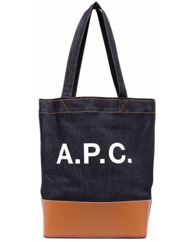 A.P.C. Bolso shopper vaquero con logo estampado - Azul