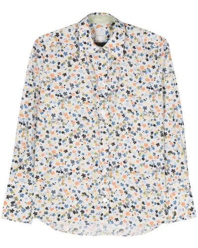 Paul Smith Camisa de popelina con estampado floral - Blanco