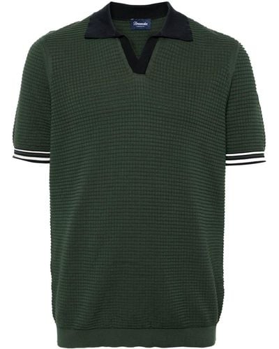 Drumohr Split-neck Waffle-knit Polo Shirt - Green