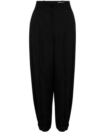 Alexander McQueen Pantalones tapered de talle alto - Negro