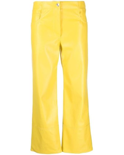 MSGM Wide-leg Cropped Trousers - Yellow
