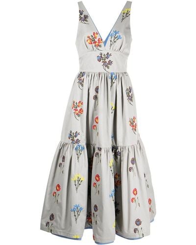 Silvia Tcherassi Dorotea Floral-embroidered Dress - White