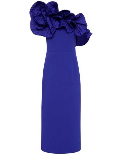 Rebecca Vallance Cora Ruffled One-shoulder Dress - Blue