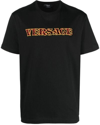 Versace T-Shirt mit Logo-Applikation - Schwarz