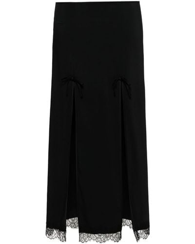 Moschino Jeans Lace-embellished Slit Midi Skirt - Black
