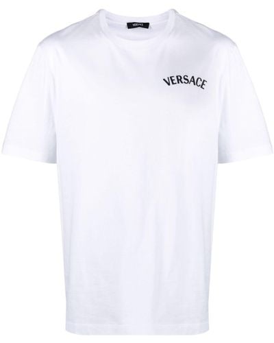 Versace T-Shirt mit Milano-Stickerei - Weiß