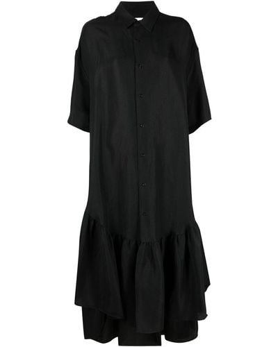 Ami Paris Ruffle-detailing Shirtdress - Black