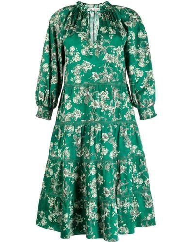 Alice + Olivia Layla Floral-print Tiered Dress - Green